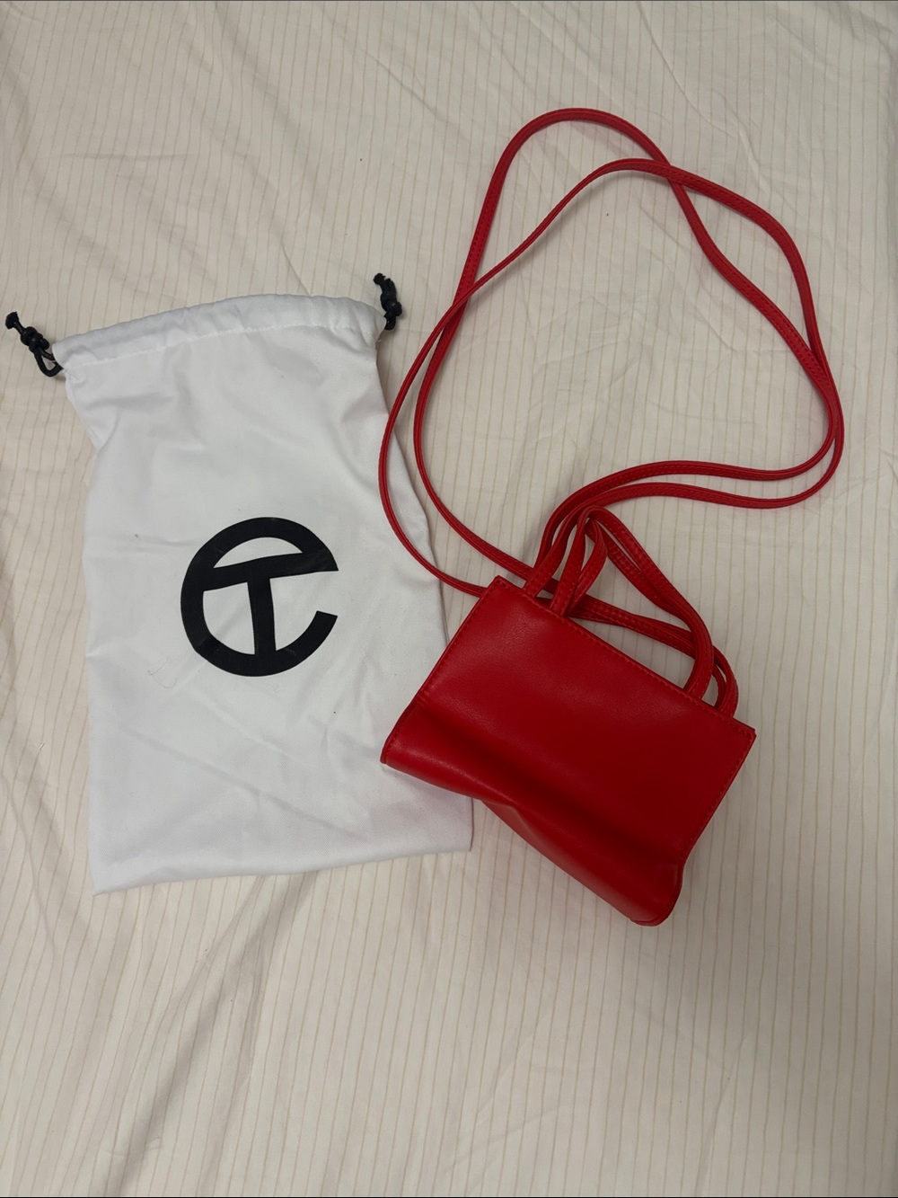 Telfar Red Mini Crossbody Bag with Embossed Logo - Picture 2 of 3